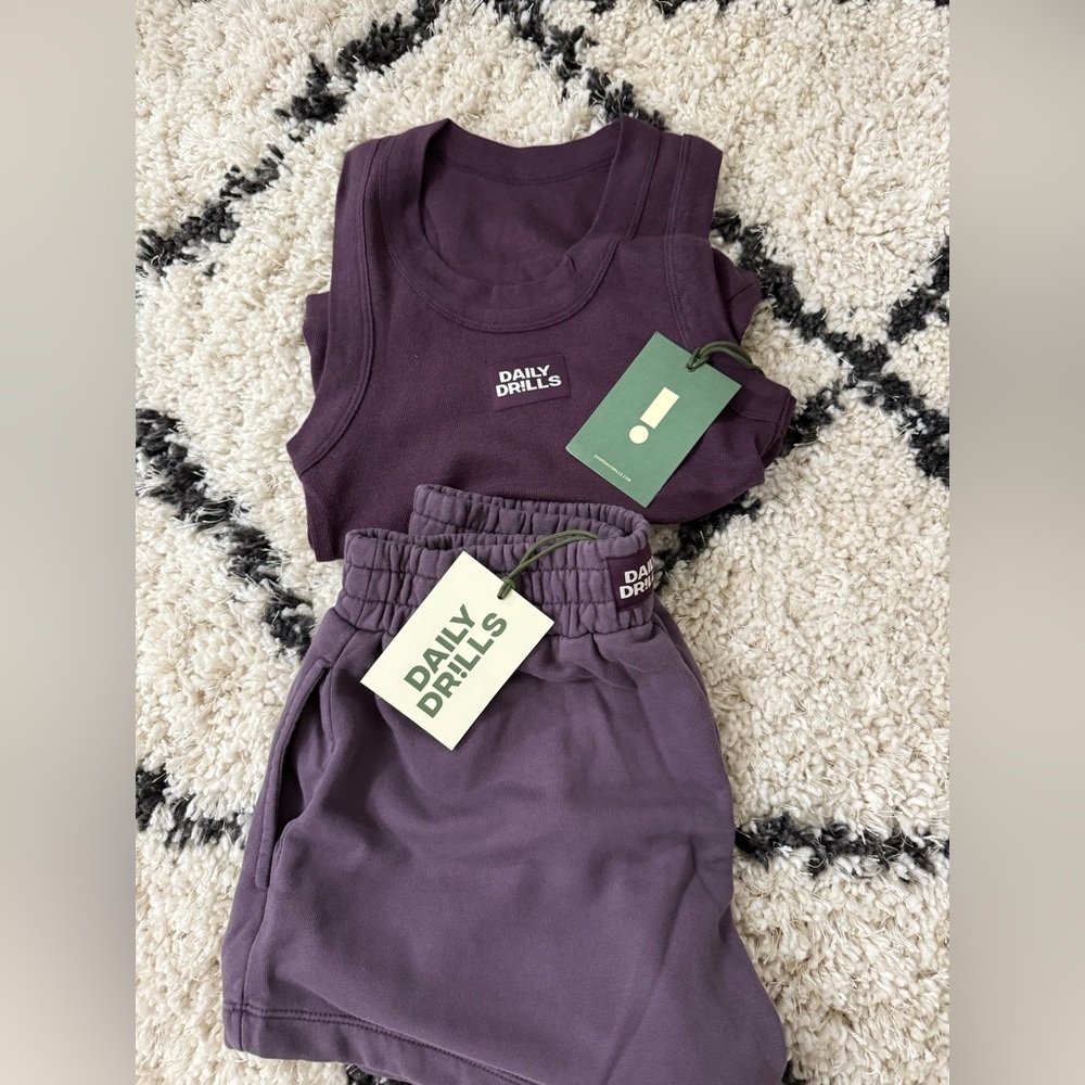 NWT Daily Drills Plum Tank & Super Short w/ Monochrome Patch